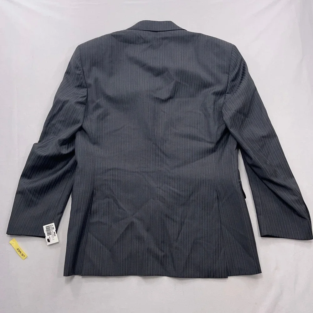Ermenegildo Zegna Blazer Wool Silk Pinstripe Grey Mens 40R NWT $1600 Retail